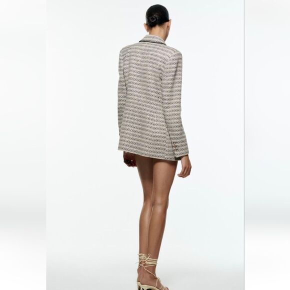 ZARA BLOGGERS FAV TEXTURED SAND AND BLUE BLAZER NWT chanelish style - Picture 11 of 13